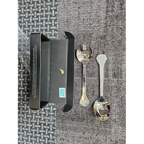 427 - Carrol Boyes stainless steel salad serving fork and spoon