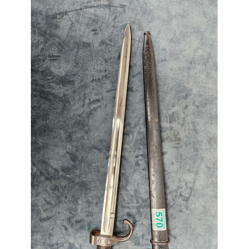 FRENCH MODEL 1892 BERTHIER BAYONET, WITH ORIGINAL SCABBARD 53cm long