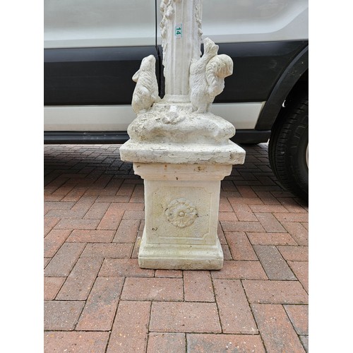 14 - 1 x concrete garden ornament of boy on plinth with base