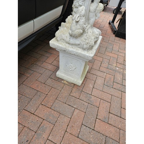 14 - 1 x concrete garden ornament of boy on plinth with base