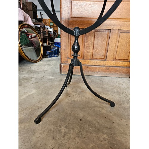 13 - Antique sunburst inlay wrought iron guéridon table