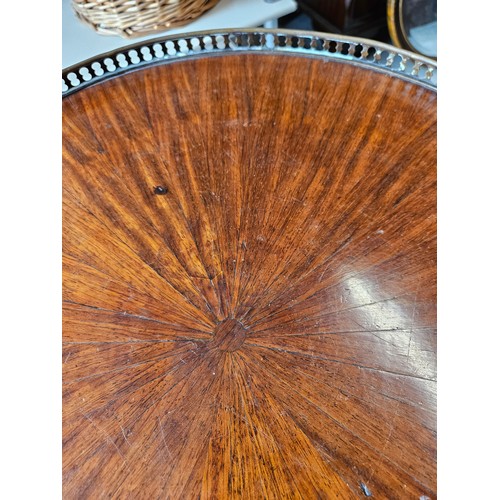 13 - Antique sunburst inlay wrought iron guéridon table