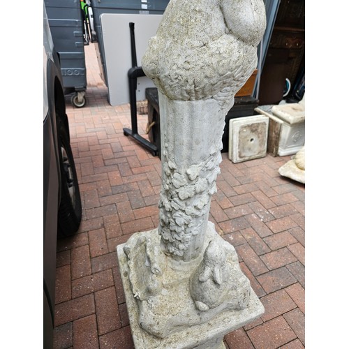 14 - 1 x concrete garden ornament of boy on plinth with base