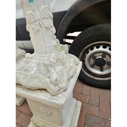 16 - 1 x concrete garden ornament of boy on plinth with base