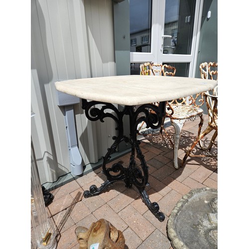 2 - Marble and cast iron garden table