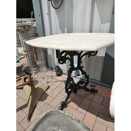 2 - Marble and cast iron garden table