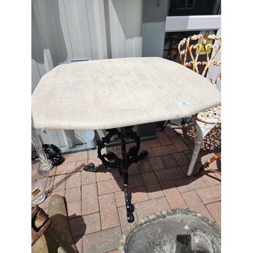 2 - Marble and cast iron garden table