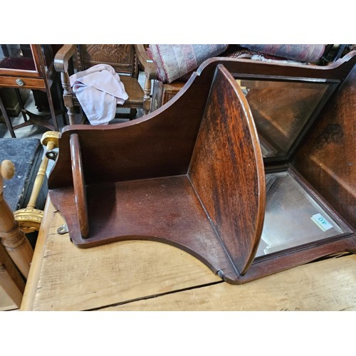 40 - Antique mahogany corner wall shelf/ mirror