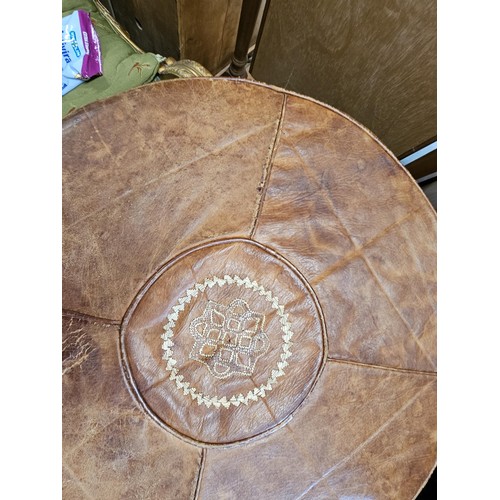 44 - Leather Moroccan style pouffe