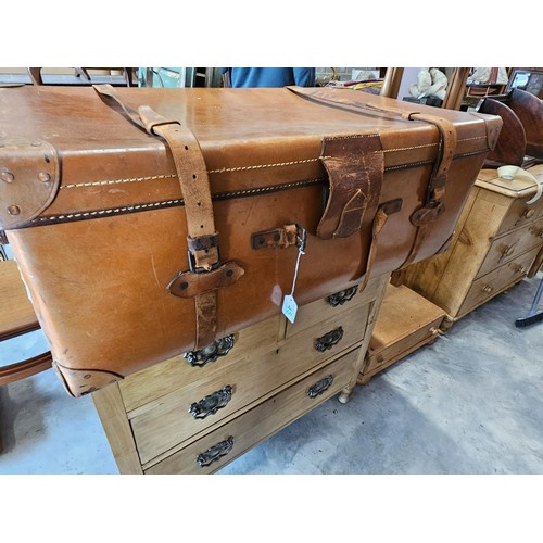 45 - Large suitcase. With straps and buckles