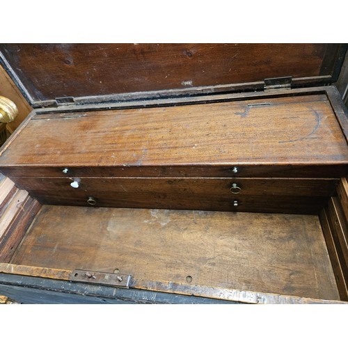 47 - Naval shipwrights chest / trunk. 
With sliding tool trays within + rope twisted handles