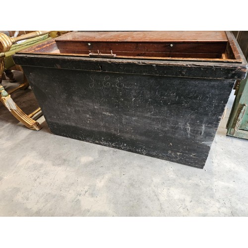 47 - Naval shipwrights chest / trunk. 
With sliding tool trays within + rope twisted handles