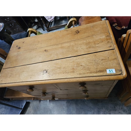 51 - Waxed pine small chest of drawers