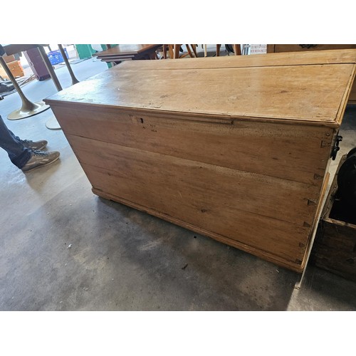 54 - Large antique pine blanket box / trunk