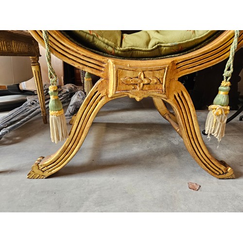 12 - Gold gilt X framed stool