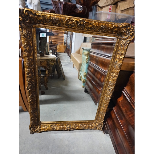 30 - Large gold gilt mirror with beveled edges