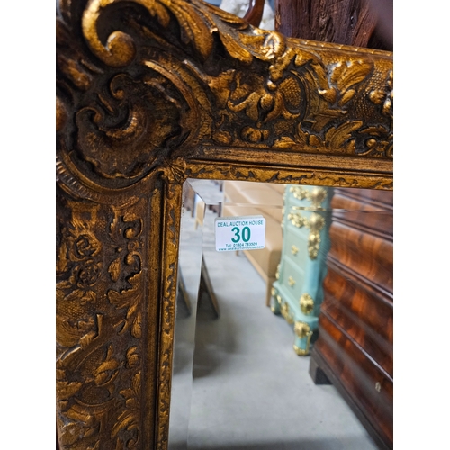 30 - Large gold gilt mirror with beveled edges