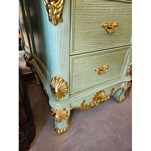 48 - Vanity unit with gold gilt decoration and marble sink. Onyx taps