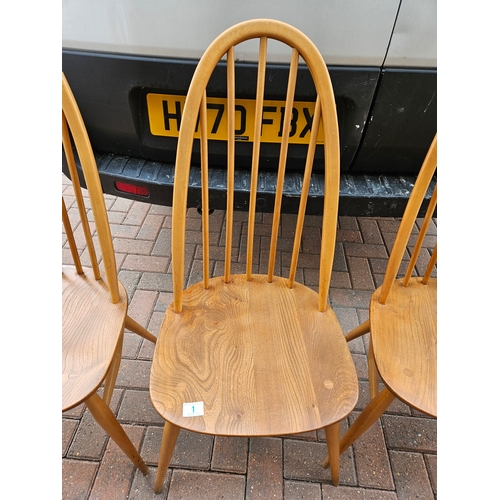 1 - 4 x Blonde Ercol Windsor dining chairs