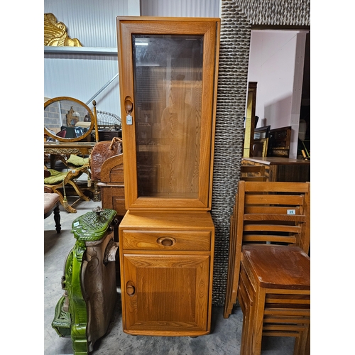 7 - Tall Ercol Windsor unit with glazed top