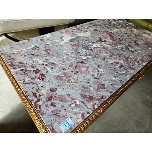 11 - Marble and gold gilt coffee table