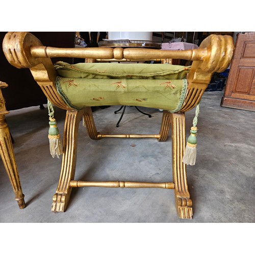 12 - Gold gilt X framed stool