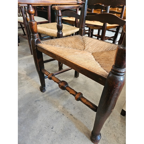 38 - 2 x Antique farmhouse ladder back carver chairs