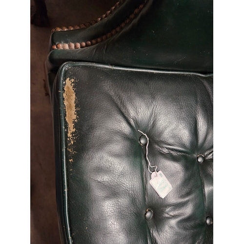 53 - Leather chesterfield wingback armchair. 
Needs a good clean