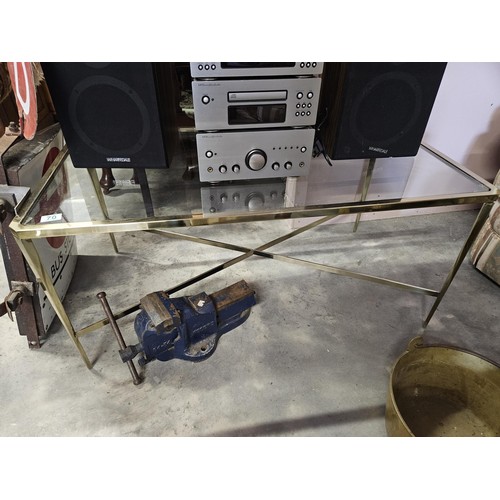 70 - Brass Italian coffee table with glass top