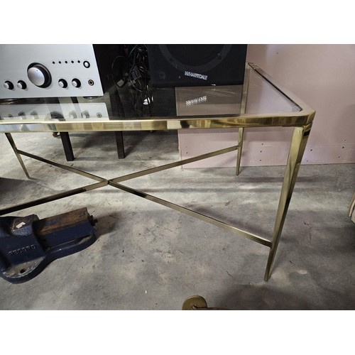 70 - Brass Italian coffee table with glass top