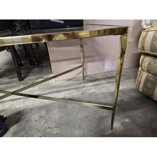 70 - Brass Italian coffee table with glass top