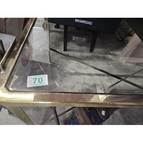 70 - Brass Italian coffee table with glass top