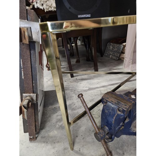 70 - Brass Italian coffee table with glass top