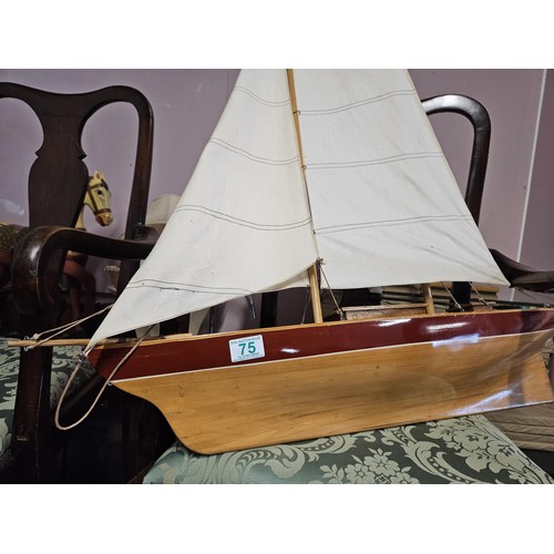 75 - Large vintage yacht model. In need of small amount of restoration.