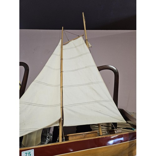 75 - Large vintage yacht model. In need of small amount of restoration.