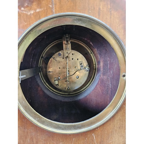 176 - Mahogany and brass mantle clock with pendulum 
Unsure if working