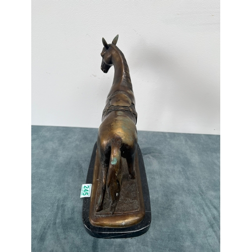 245 - Large heavy spelter horse on marble base 

35cm high x 34cm wide