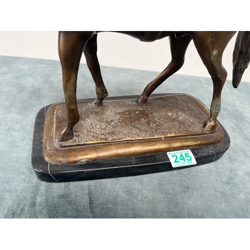 245 - Large heavy spelter horse on marble base 

35cm high x 34cm wide