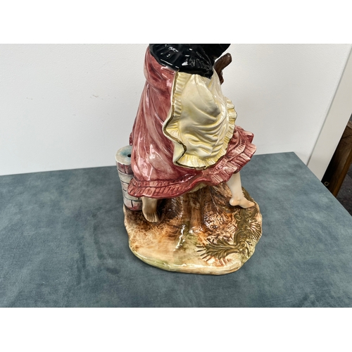 247 - Large Capodimonte ornament of lady 

Chipping to flower 

67cm high x 32cm wide