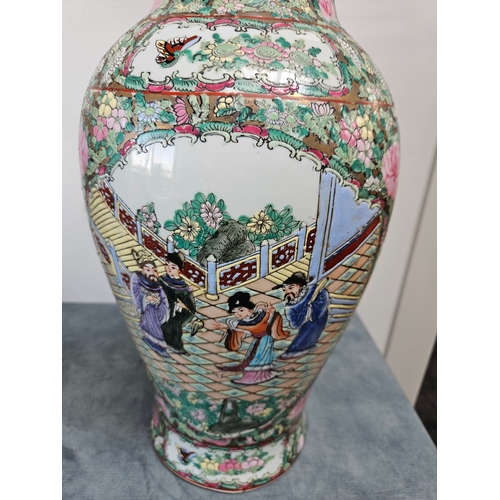 304 - Large pair oriental Famille Rose style vases