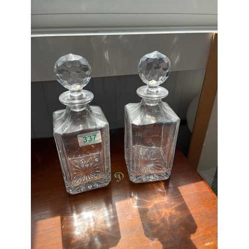 337 - 2 x glass decanters