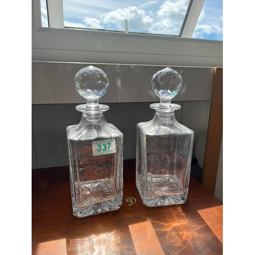 337 - 2 x glass decanters