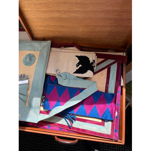 338 - Various masonic items in wooden case