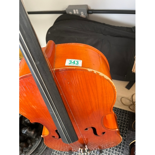 343 - 1/2 size cello with bow and case