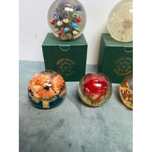 352 - 5 x Hafod Grange resin paperweights