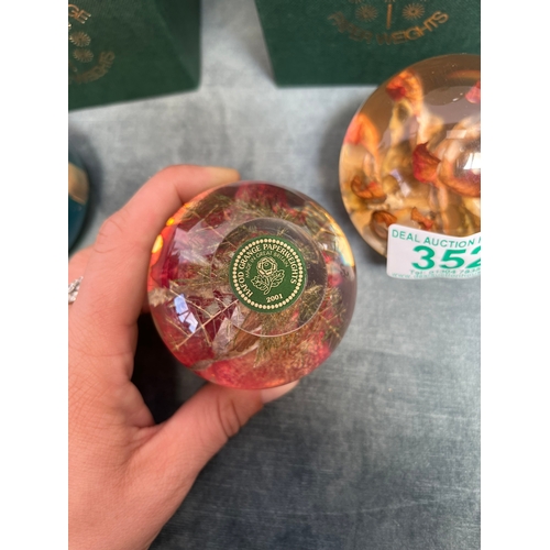 352 - 5 x Hafod Grange resin paperweights