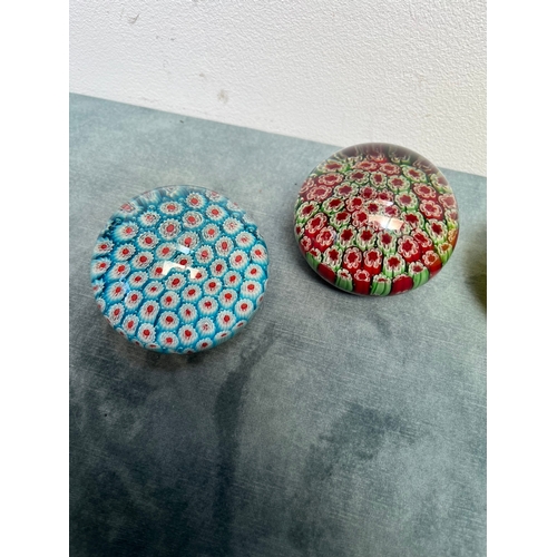 355 - 5 x paperweights including millefiori