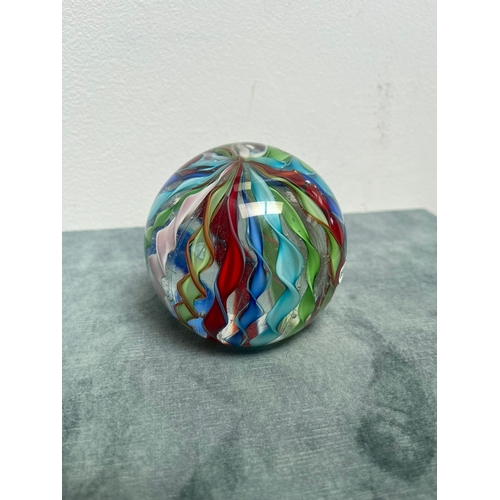 374 - 2 x paperweight 
One Murano twisted swirls + one with millefiori - signed