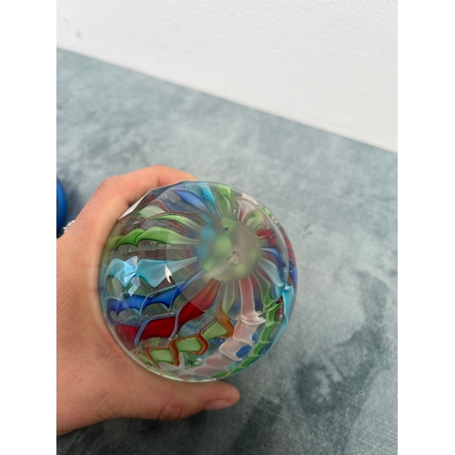 374 - 2 x paperweight 
One Murano twisted swirls + one with millefiori - signed