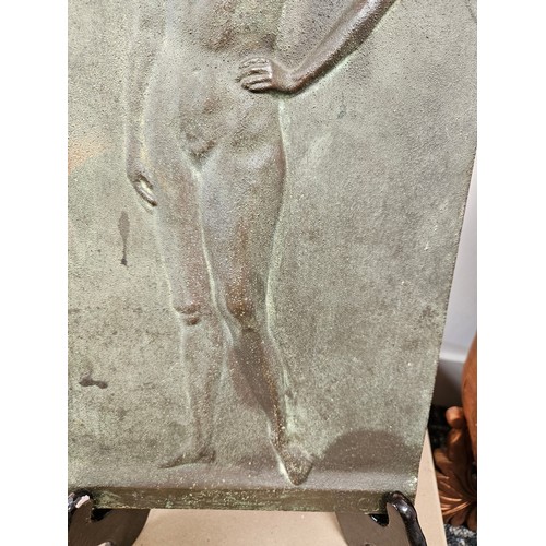 404 - Large heavy bronze plaque of a nude lady - signed 

38.5cm high x 20.5cm wide